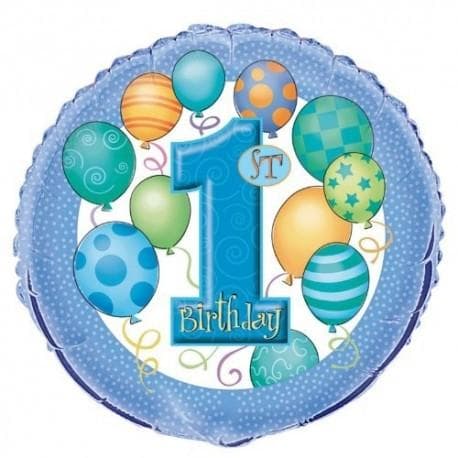 1st birthday folieballong blå