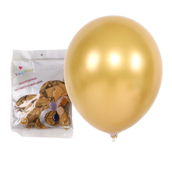 50-pack Ballonger Guld Metallic Fest Födelsedag 26cm