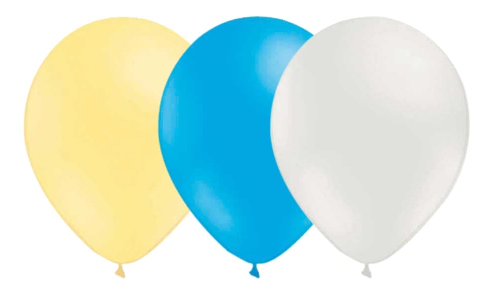 Latexballonger Kombo - Vit-Elfenben-Ljusblå 15-pack - Ballongkungen