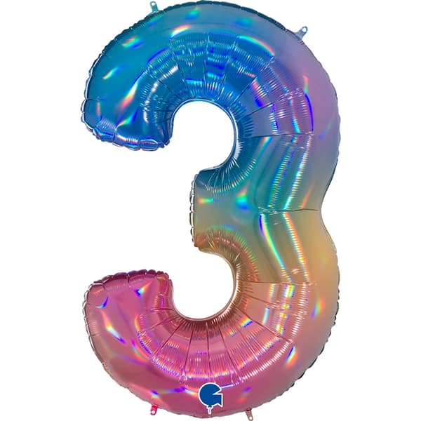 Nummerballon Rainbow 3, 100 cm - Ballonkonger