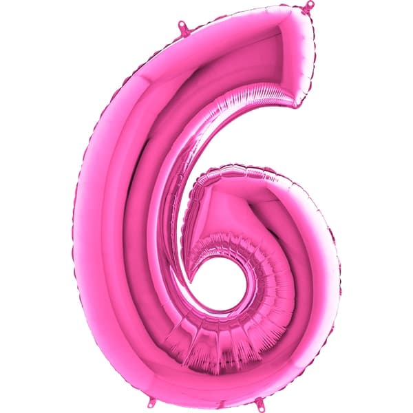 Nummerballon Pink, 6, 100 cm - Ballonkonger
