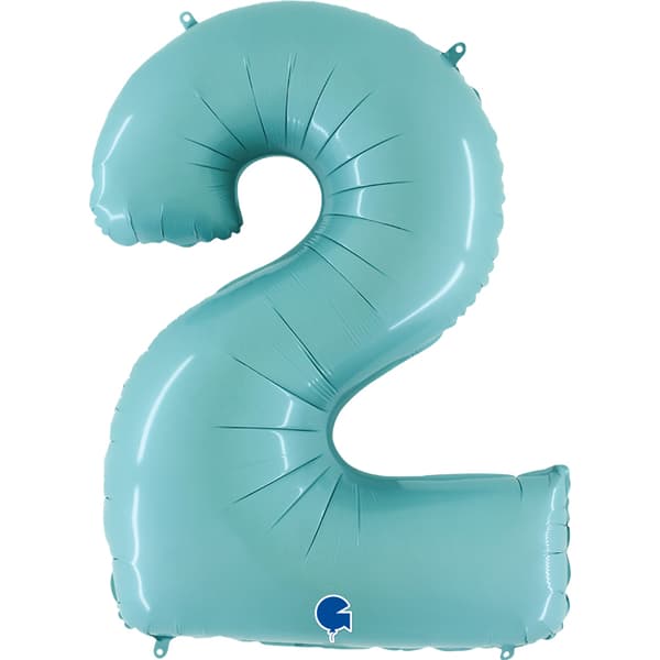 Nummerballon Pastelblå 2, 100 cm - Ballonkonge