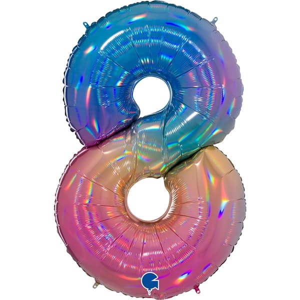 Nummerballon Rainbow 8, 100 cm - Ballonkonger