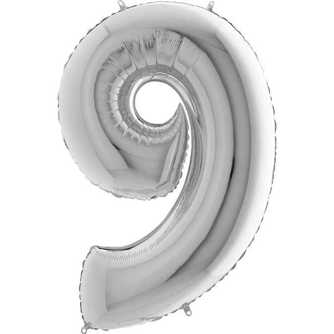Stor Sifferballong i Folie 9, Silver