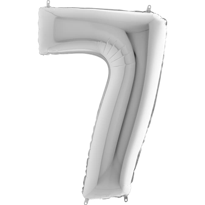 Stor Sifferballong i Folie 7, Silver