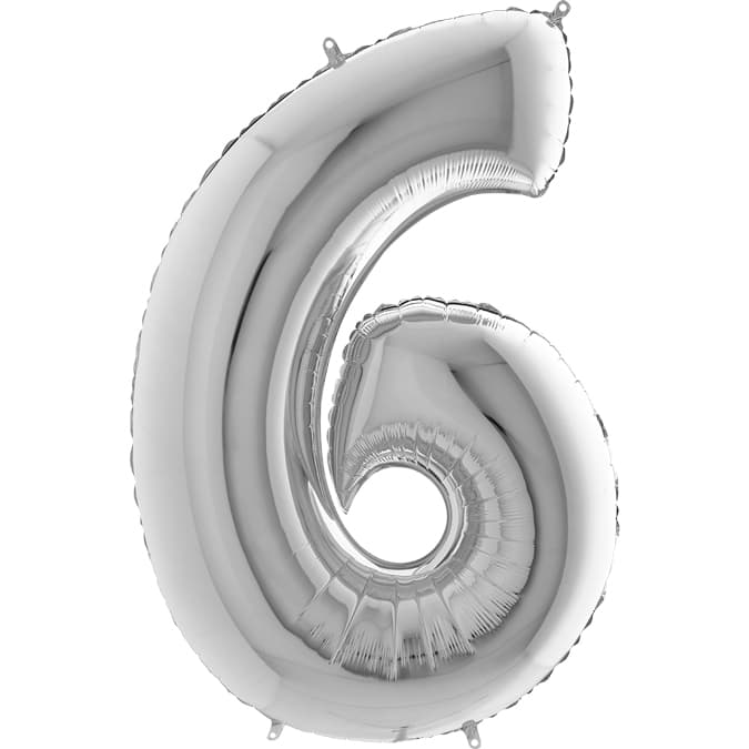 Stor Sifferballong i Folie 6, Silver