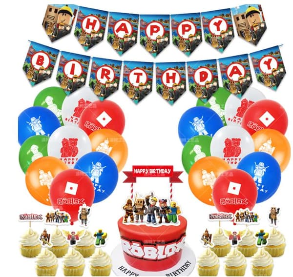 Roblox Barnkalas Ballongbåge - Happy Birthday