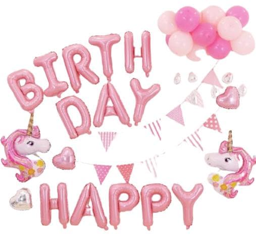 Barnkalas Ballongbåge  Unicorn- Happy Birthday