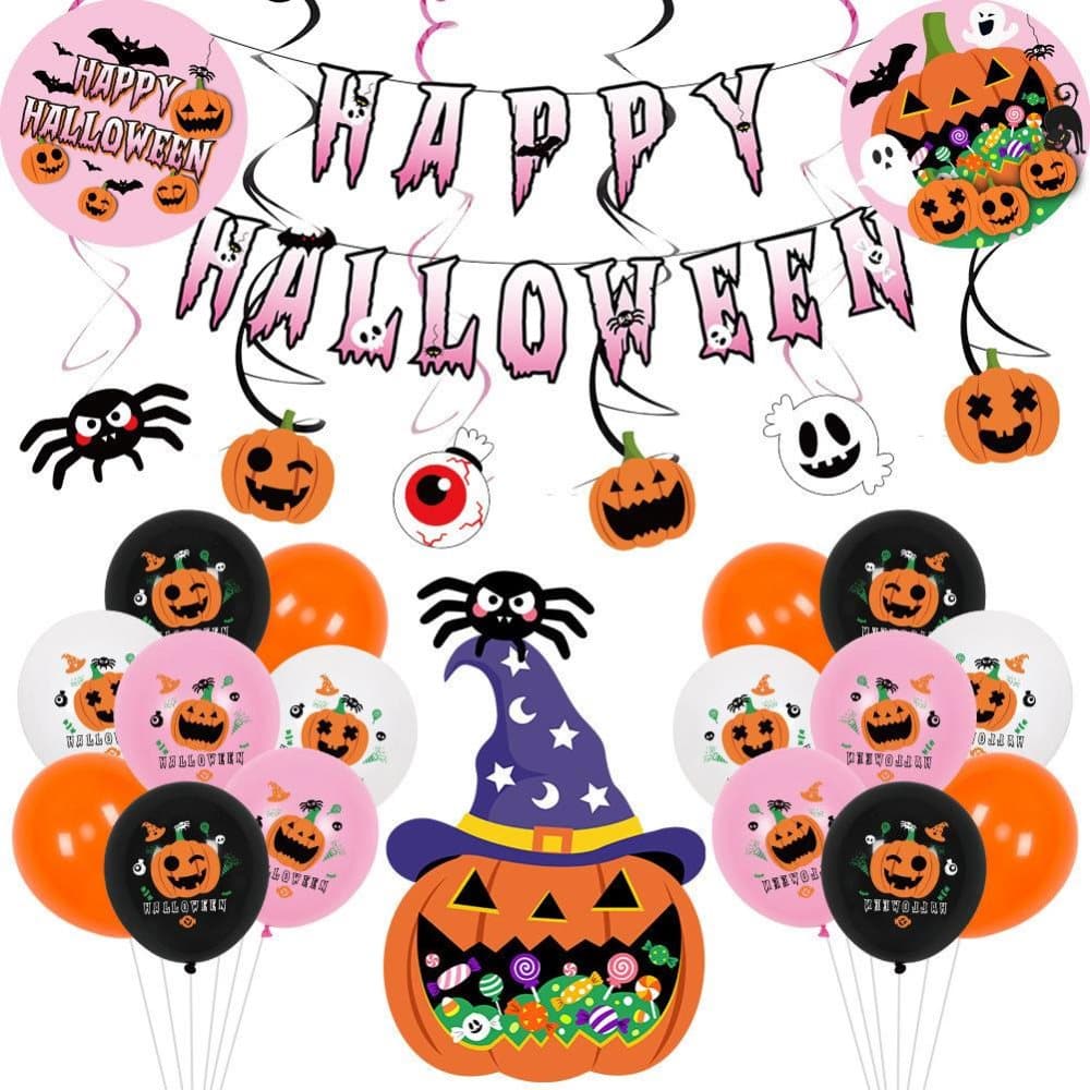 Halloween-dekorationer ballonger, girlanger 19 delar
