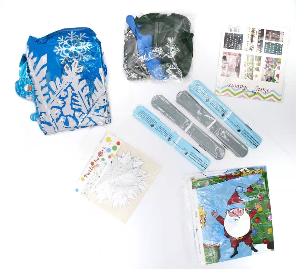 Set med juldekorationer ballonger girlang 33 delar Blå/silver