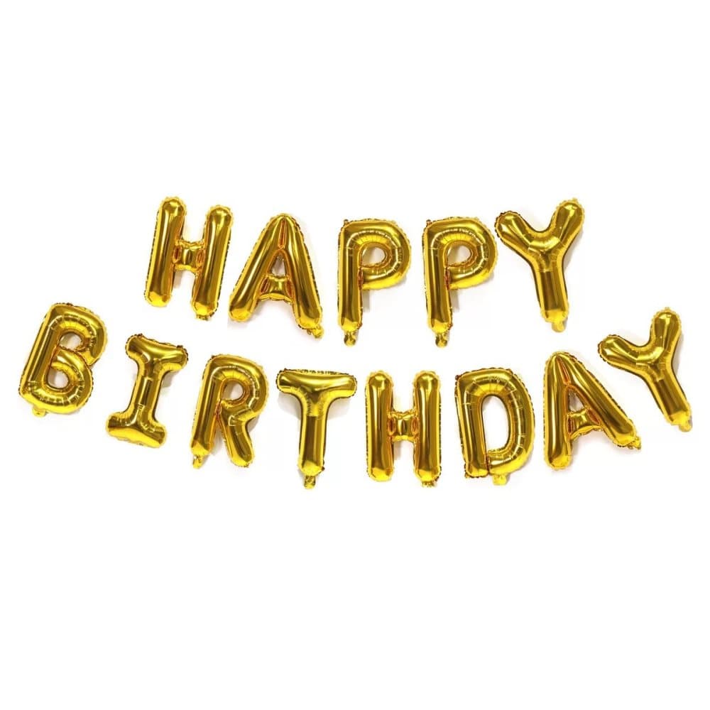 Ballonggirlang "Happy Birthday" guld 13 ballonger