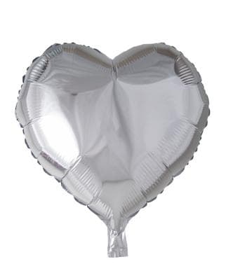 Folieballong, hjärta, silver, 46 cm