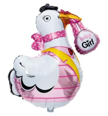 Folieballong Storken Rosa, 78 cm