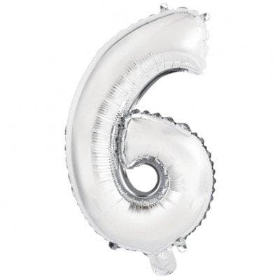 Folieballong - Siffra i silver (0-9 75cm) (6)
