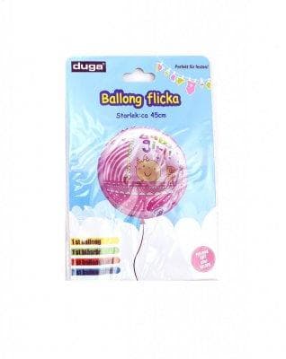 Baby Girl folieballong med snöre och pinne