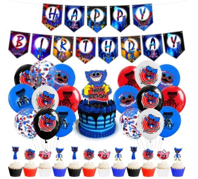 Poppy huggy wuggy barnkalas Ballongbåge -Happy Birthday