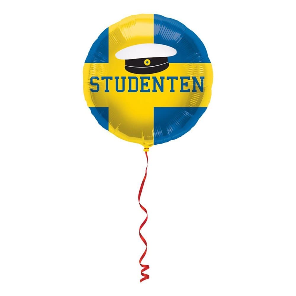 Folieballong Student Blå/Gul - Studentmössa
