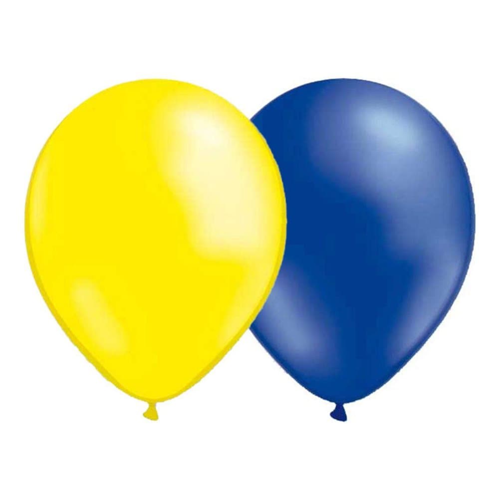25-Pack - Ballonger Metallic Blå/Gul - Student, Sverige