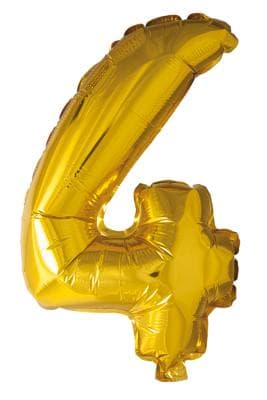 Folieballong siffror 4 i guld 41cm