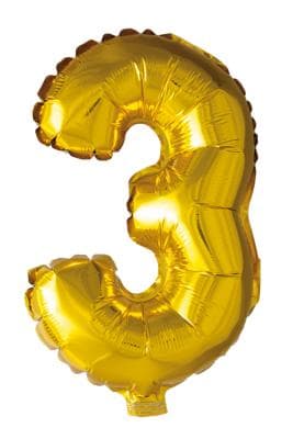 Folieballong siffror 3 i guld 41cm