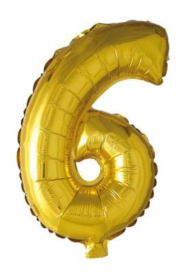 Folieballong siffror 6 i guld 41cm