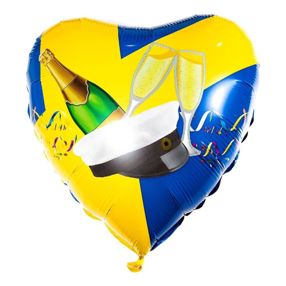 Studentballong / Folieballong Hjärta Student - Blå/Gul