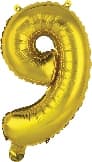 Gaggs folieballon nummer ballon nummer 9, 86 cm, guld