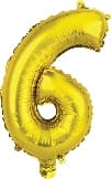 Gaggs Folieballong Sifferballong Nummer 6, 86 cm, Guld