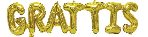 Gaggs Folieballong Grattis 102x22 cm, Guld