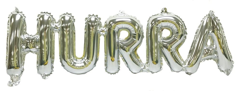 Gaggs Folieballong Hurra 76x22cm, Silver