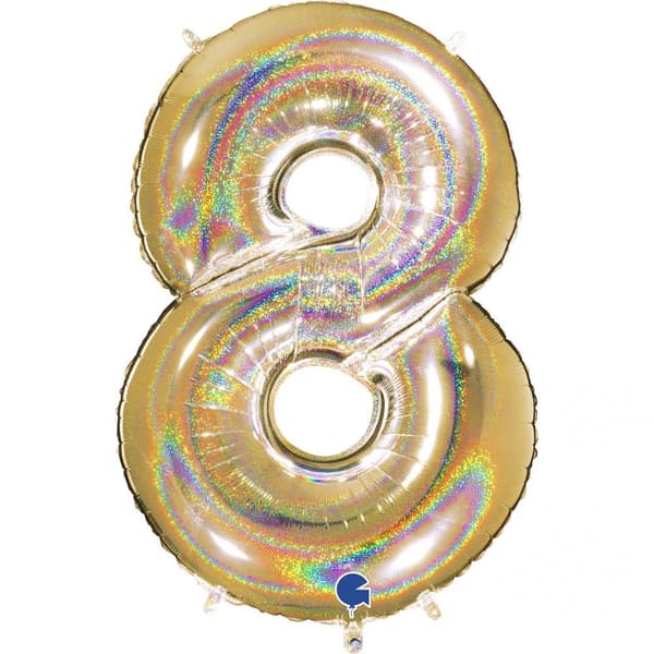 Stor talballon i folie 8, glitterguld