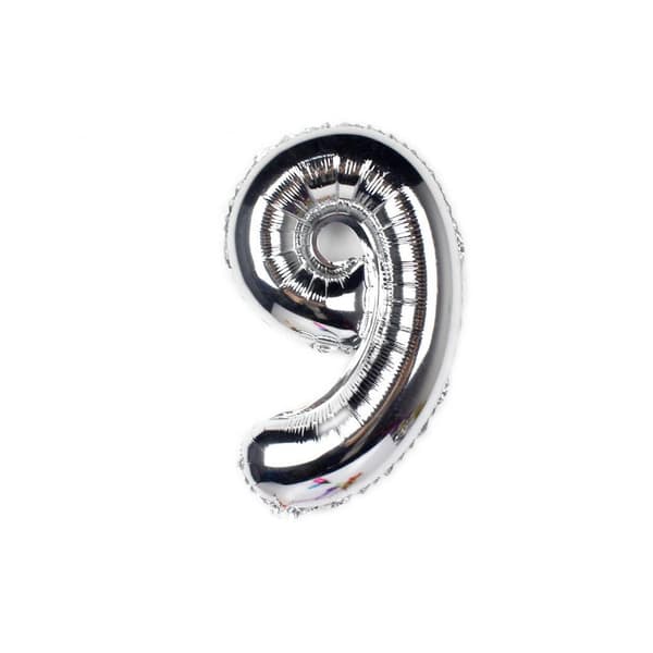 Sifferballong / Metallic Ballong 34 cm - Silver