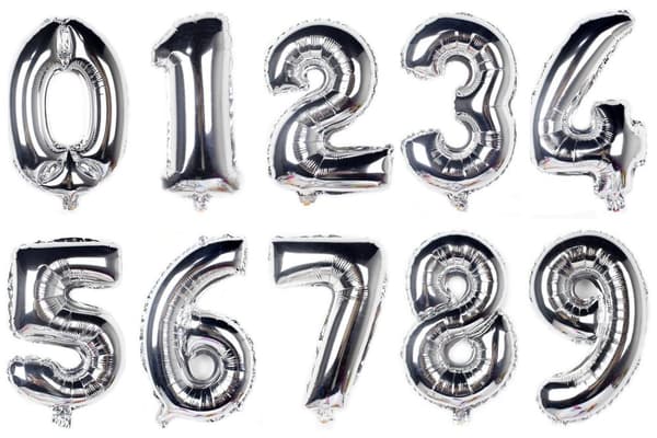Sifferballong / Metallic Ballong 34 cm - Silver