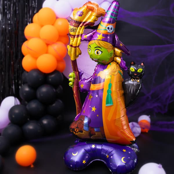 Stående Folieballong Halloween-heks 72x155 cm