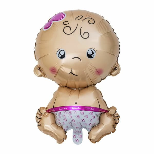 Folieballong sittande bebis rosa