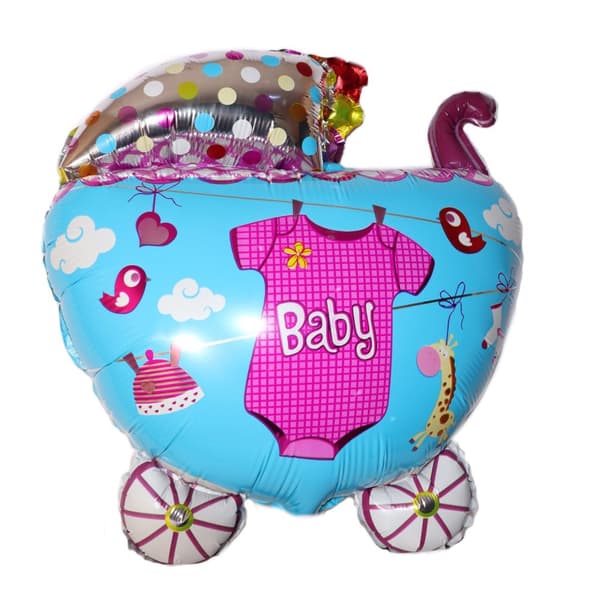 Folieballong Barnvagn Rosa "Baby" 45cm