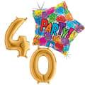 Miniatyrbild 1 av 4: 40-år fest Ballonger - Guld Folieballong Set för Födelsedag, Jubileum, Årsdag Dekorationer