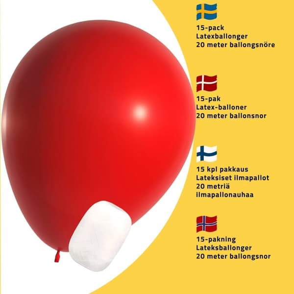 Punaiset lateksi-ilmapallot 15-pakkaus sisältää ilmapallonauhan - täydellinen juhliin, häihin, lastenjuhliin, häihin, koristeluun ja teemajuhliin
