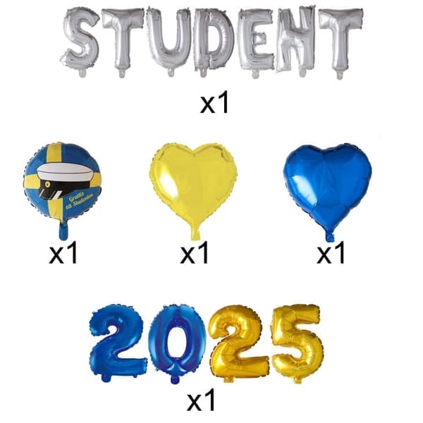 Student Dekorationer Ballonger, Festtillbehör för Examensfest Paket Studentballonger Studentfirande Studentfest,