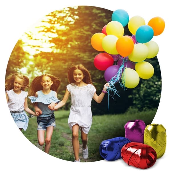 Helium cylinder 0,20m3 med balloner og bånd Ricokids