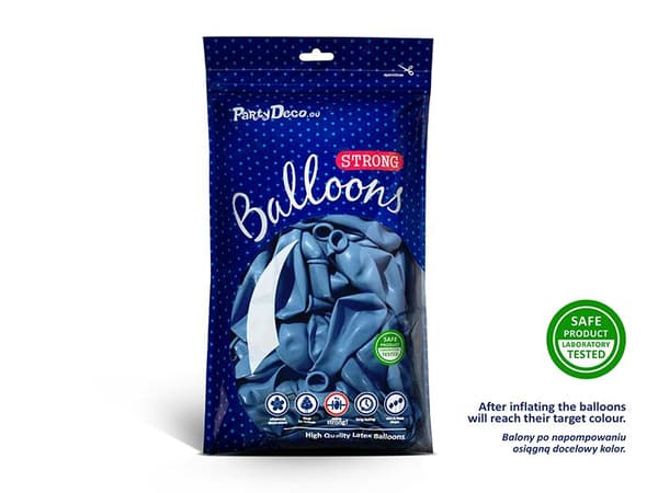 Metalic Blå Ballonger | 10st Starka Ballonger 23cm, Metalic Blue