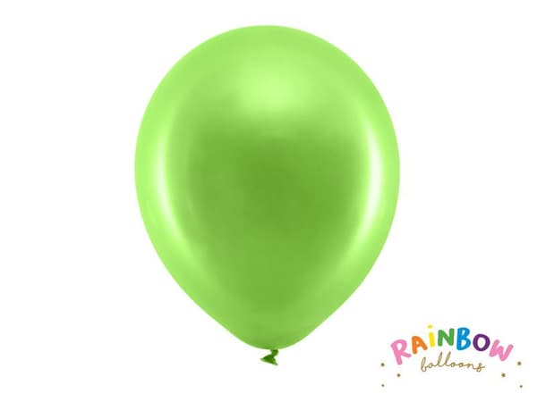 Metalic Ljus Grön Ballonger | 10st Rainbow Ballonger 30cm metall grön