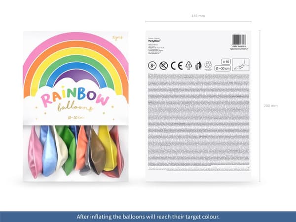 Rainbow Ballonger 30cm metall färger