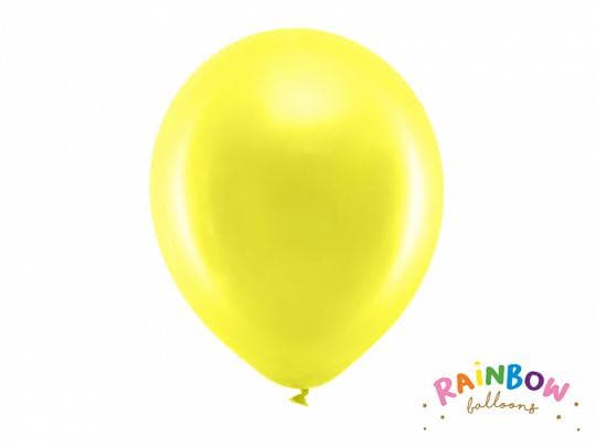 Metalic Gul Ballonger | 10st Rainbow Ballonger 30cm metall gul