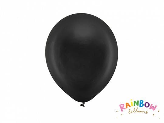 Svart Ballonger 23cm 10st metallic svart Rainbow