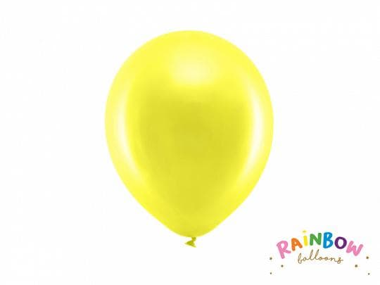 Metalic Gul Ballonger | 10st Rainbow Ballonger 23cm gul