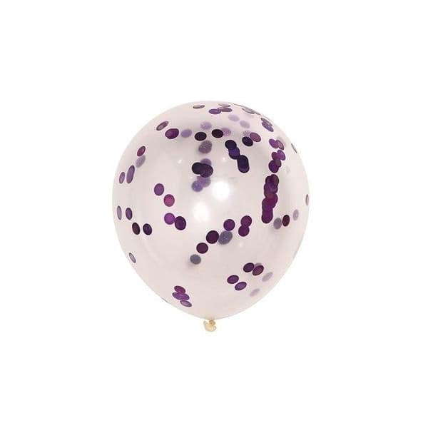 Konfettiballonger Lila 6-pack, 30cm