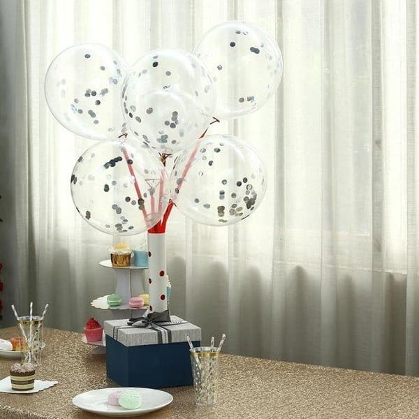 Konfettiballonger Silver 6-pack, 30cm