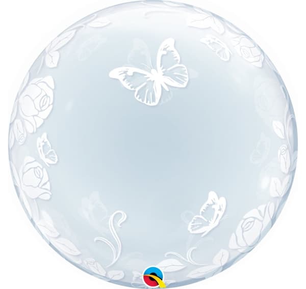 Elegant roser og sommerfugles Bubbles ballon