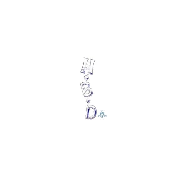 Muotolause "HBD" hopea 17 x 81 cm